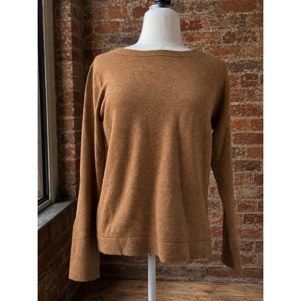 J.Crew Mercantile Tan Cotton Wool Blend Crewneck Sweater S Preppy Minimalist